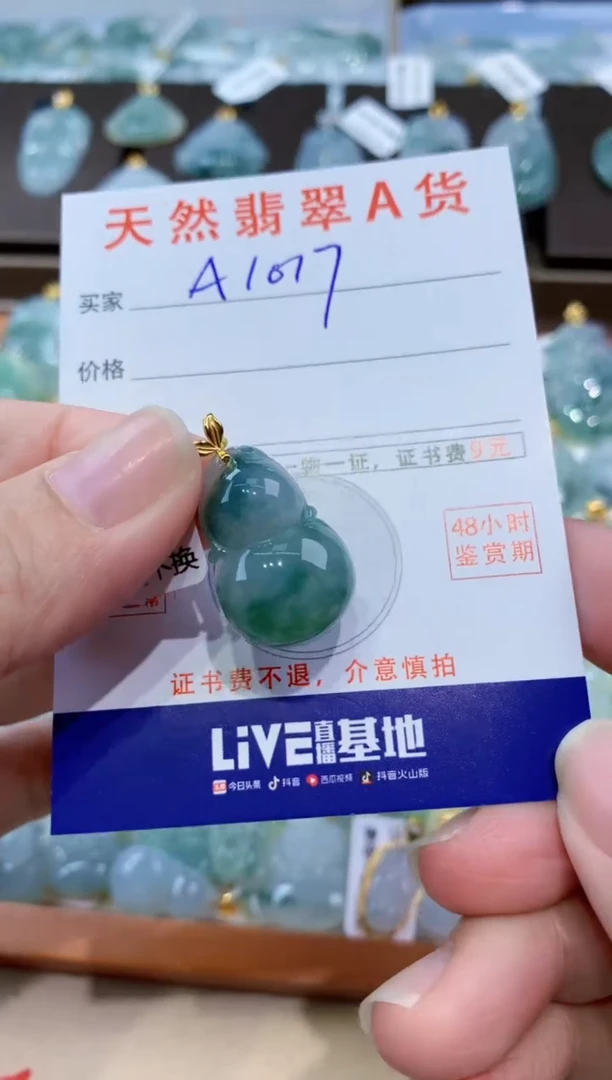 颈饰18K金镶嵌翡翠天然翡翠A货挂件
