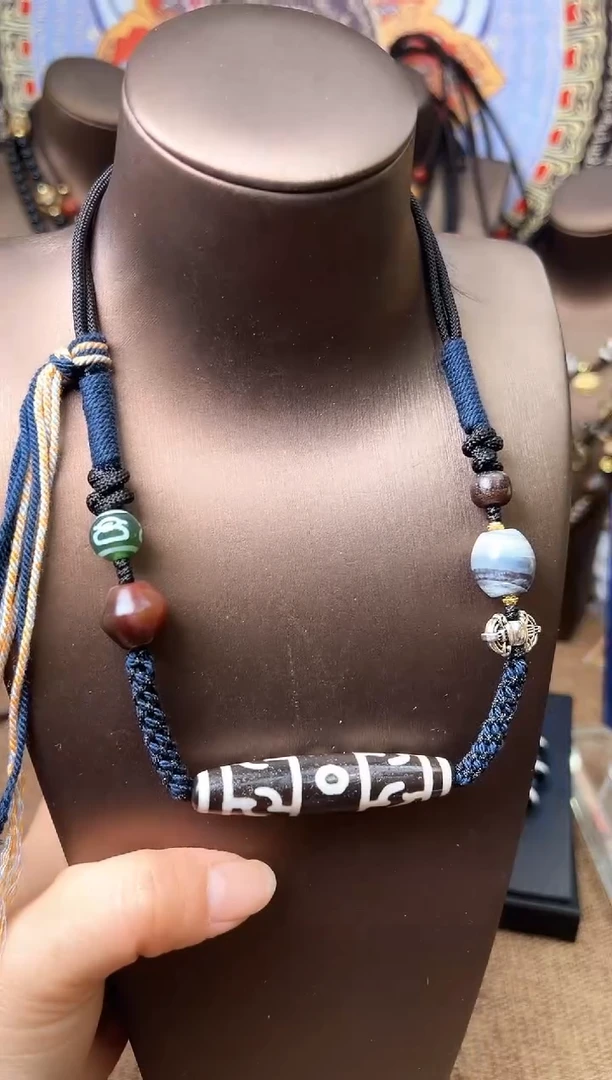 非金属珐琅高货黑白三眼莲师锁骨128