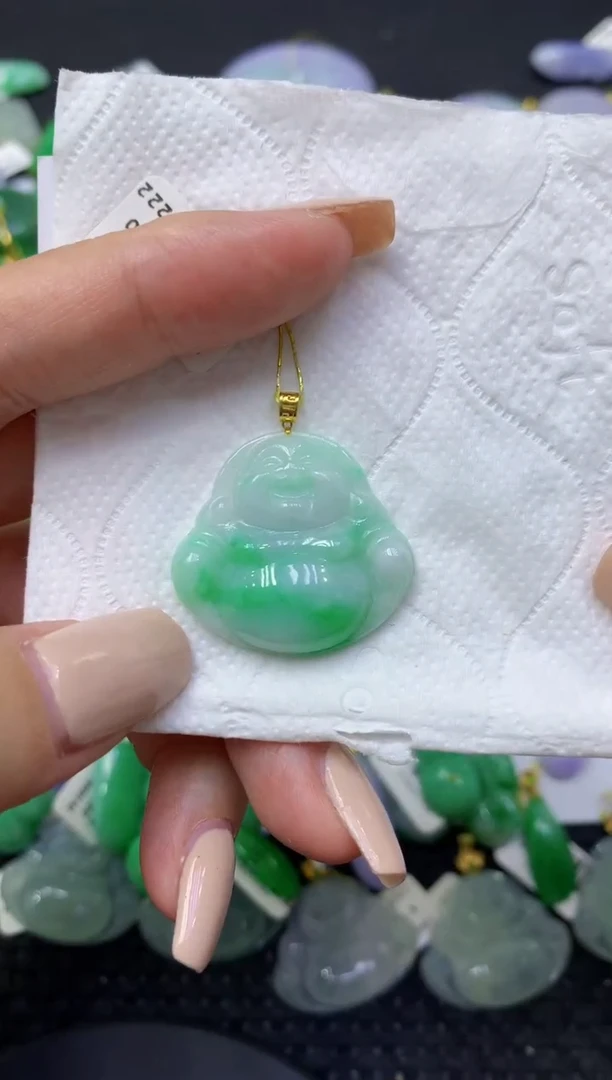 颈饰18K金镶嵌翡翠天然缅甸翡翠A货