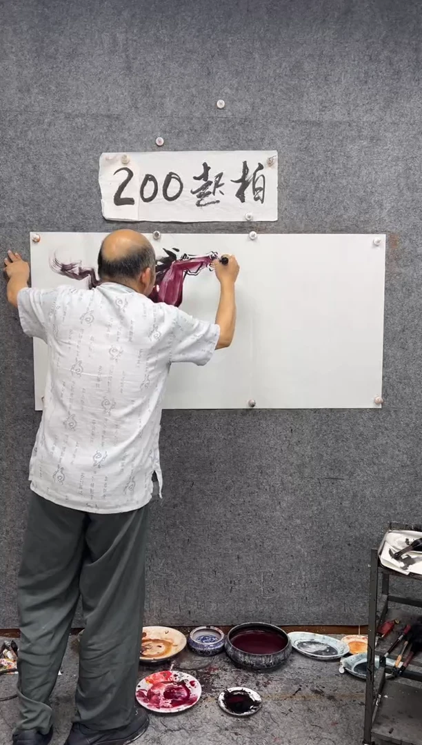 纸本国画定制 马上封侯  线下画 四尺横幅