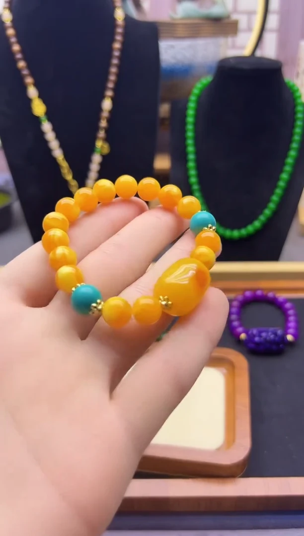 【闪购商品】蜜蜡耳饰14K金镶嵌S366