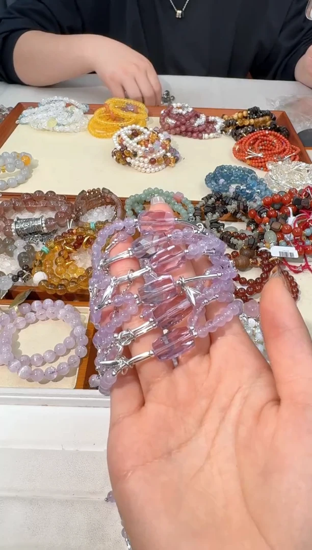 【闪购商品】水晶手链银S925镶嵌A024紫水随行双圈设计款