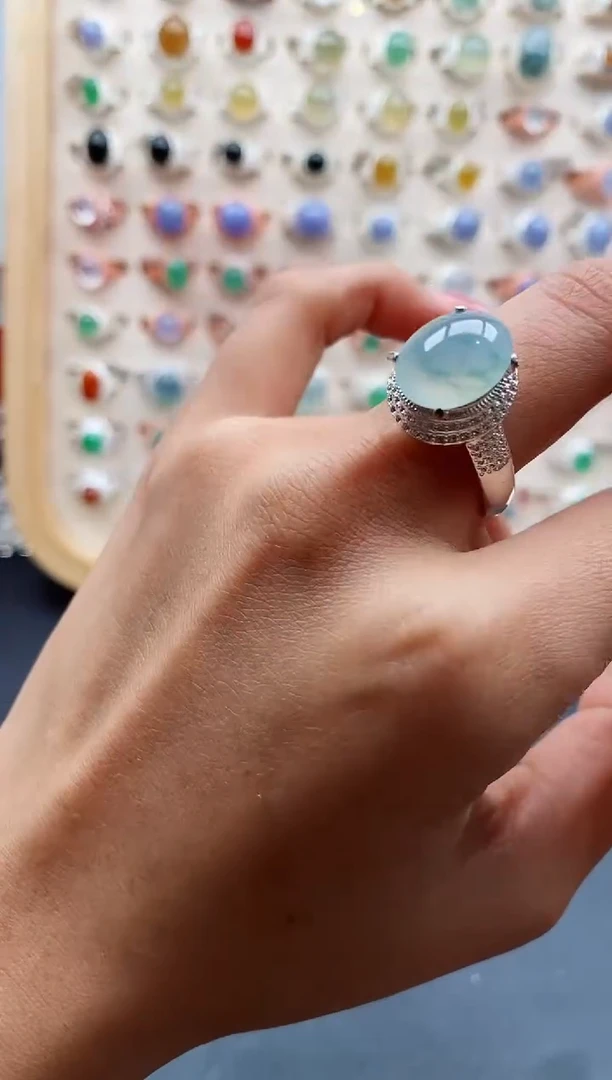 【闪购商品】翡翠戒指未镶嵌缅甸天然A货翡翠333 9+10