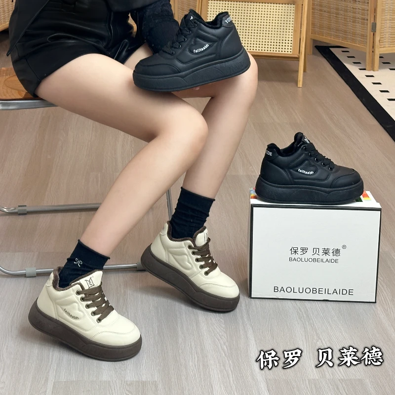 【雪人】加绒厚雪地靴女款2024新款秋冬女鞋子保暖棉鞋毛毛鞋A17