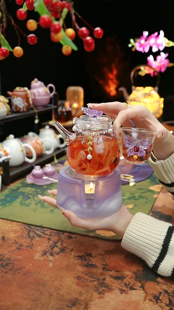 【闪购商品】紫色壶承+茶壶+链子+杯子