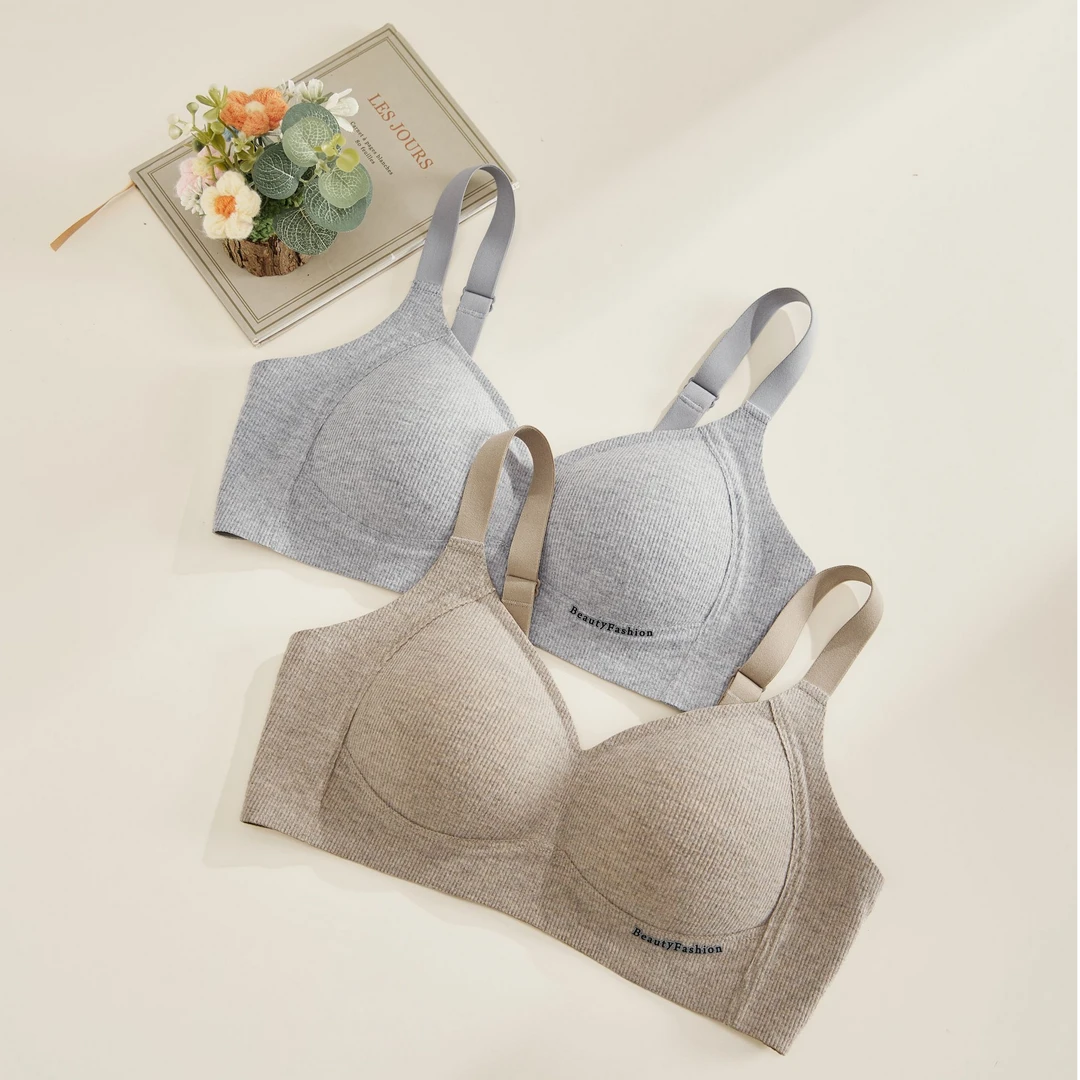 小胸聚拢型内衣女双面磨毛棉无痕舒适透气调整型秋冬款女士文胸