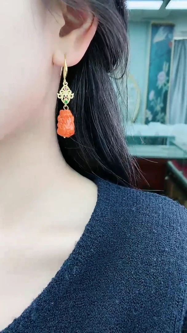 【闪购商品】翡翠耳饰14K金镶嵌R45耳坠