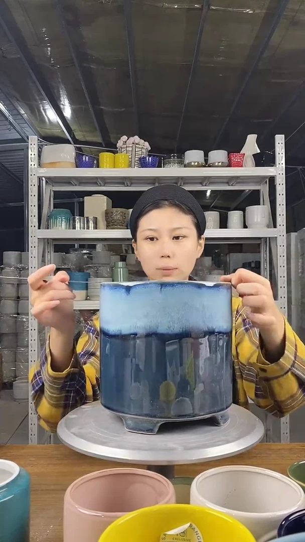 默认打孔陶瓷花盆宽高20-20