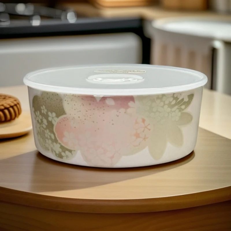 【LAS家】陶瓷樱花保鲜碗 密封碗 盖碗 拍大400ML送小250ML 两件套