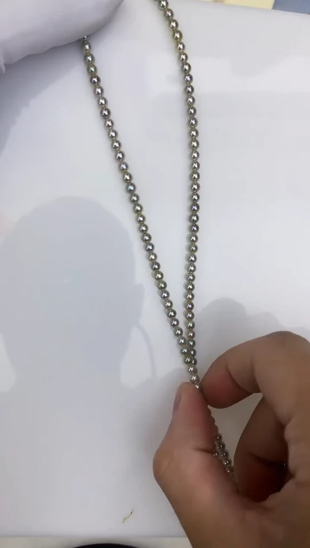 银S925镶嵌DA海水珍珠 GD182 3.5-4 真多麻baby链