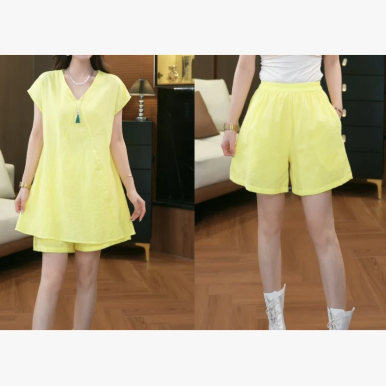 【鑫蕾】纯色短袖夏季小众V领常规时尚薄款T恤上衣28985