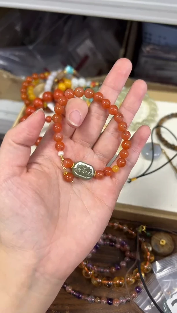 未镶嵌手链玛瑙/玉髓孤品南红玛瑙和田手牌款手链[2916]