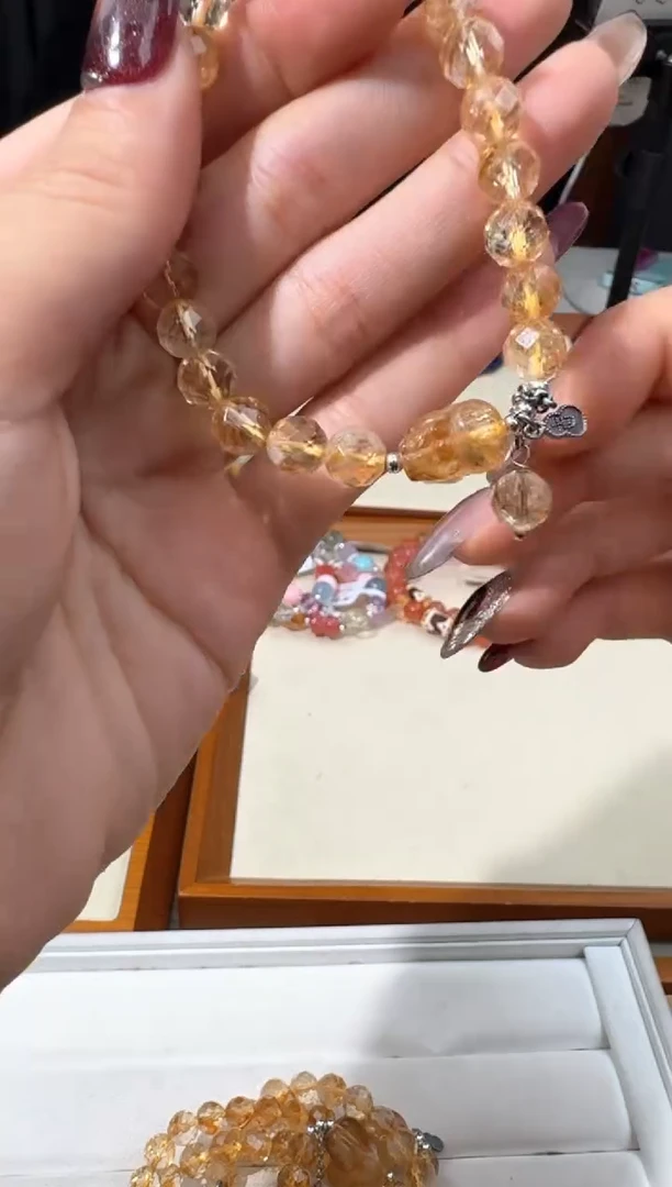 【闪购商品】水晶手链银S925镶嵌A031黄阿塞刻面貔貅款