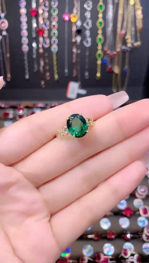 戒指透辉石银S925镶嵌金色911