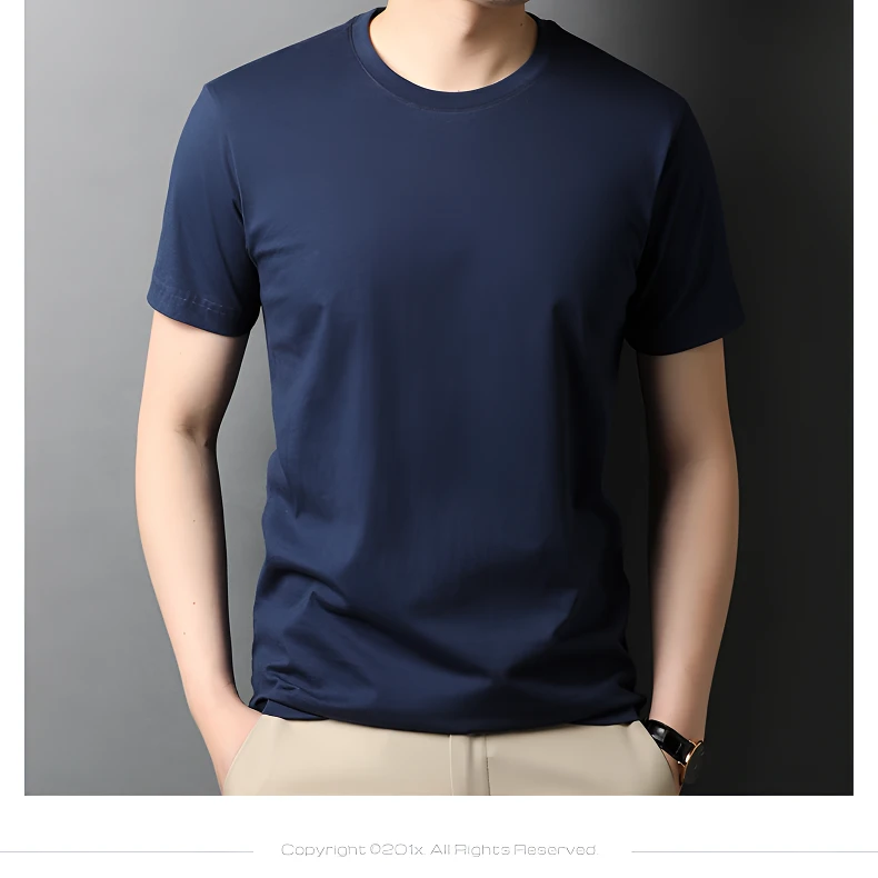 潮圆领纯棉男士短袖t桖纯色上衣时尚休闲半袖百搭短袖薄款男装
