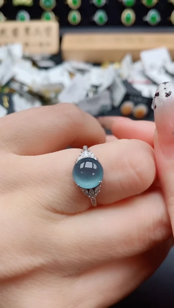 银S925镶嵌戒指翡翠1