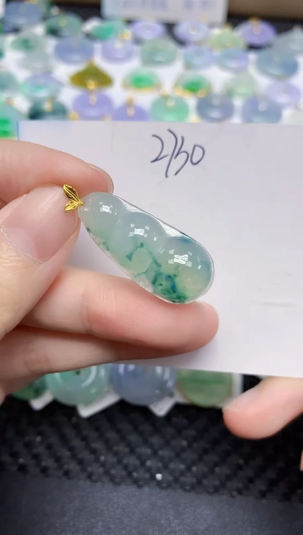 翡翠18K金镶嵌颈饰天然缅甸翡翠A货翡翠百元以上9元证书费自理