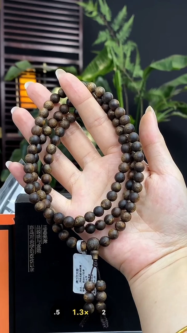 沉香手串海南香脉/圆珠0.7长串/沉水浮/海南莺歌绿棋楠/CC71