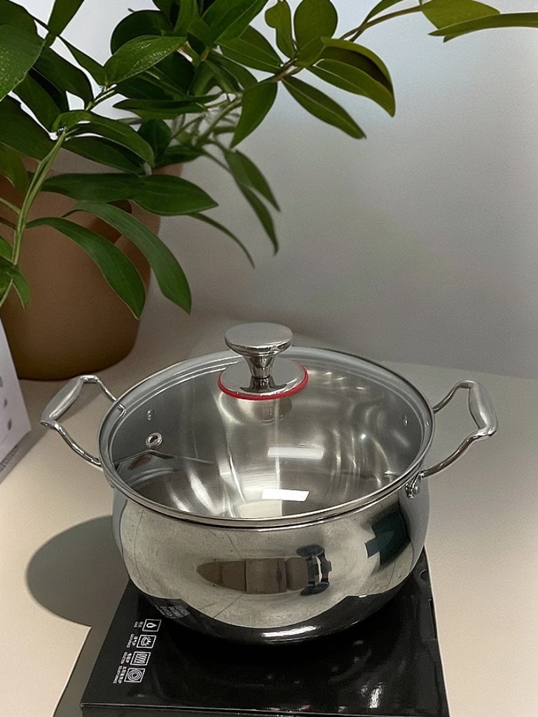 加厚不锈钢汤锅24CM加厚大肚锅煮面煲汤大容量苹果锅