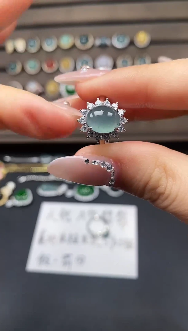 银S925镶嵌戒指翡翠278378