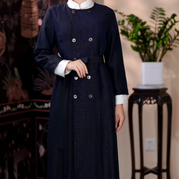 【菲妃】国风中式香云纱风衣外套28360