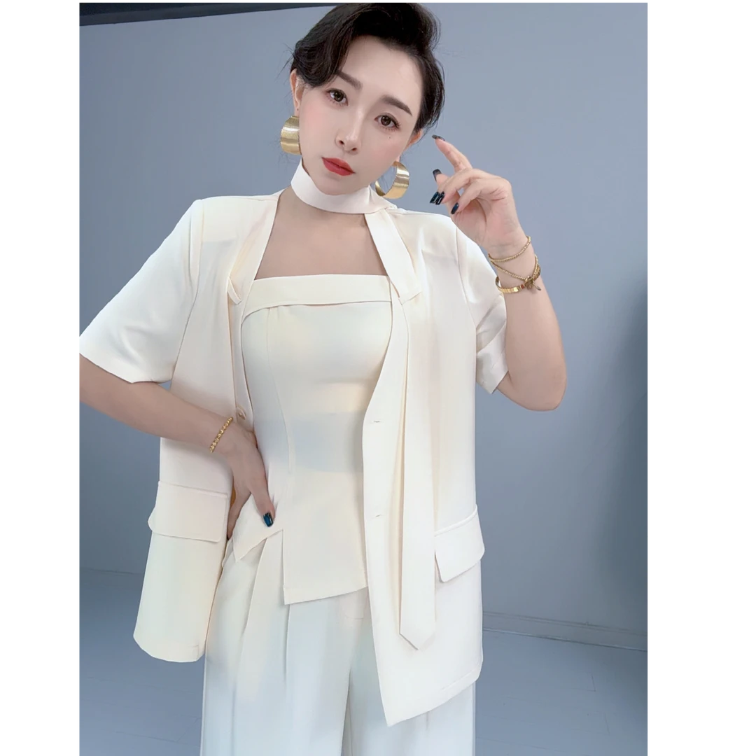 B37(送裤子+内搭）气质独特西服休闲设计师显瘦