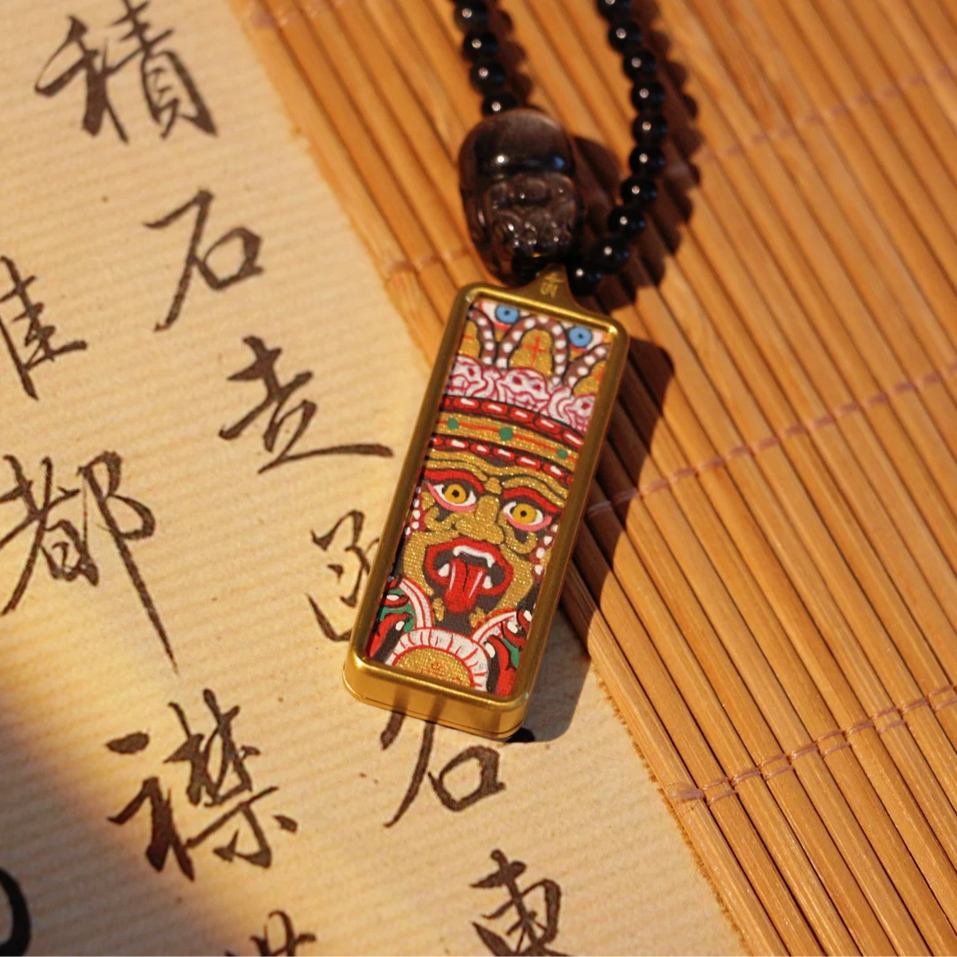 黄铜吊坠 【白竹珠宝】藏式矿物手绘时尚吊坠（扎基）