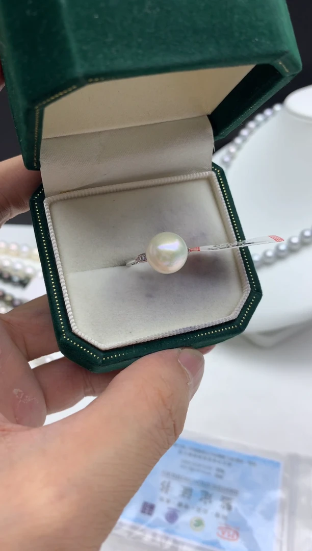 银S925镶嵌FF淡水珍珠白珠戒指d025