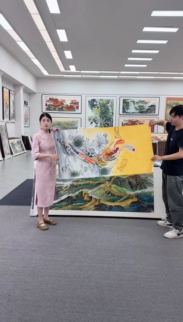 国画东*手绘  连年有余  172*85