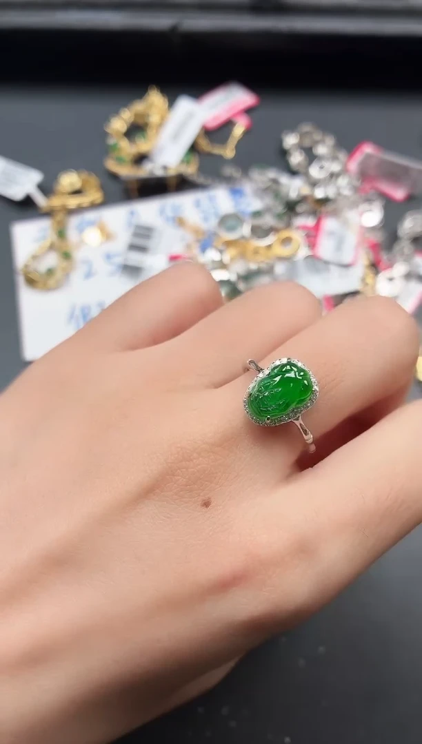 银S925镶嵌戒指翡翠11