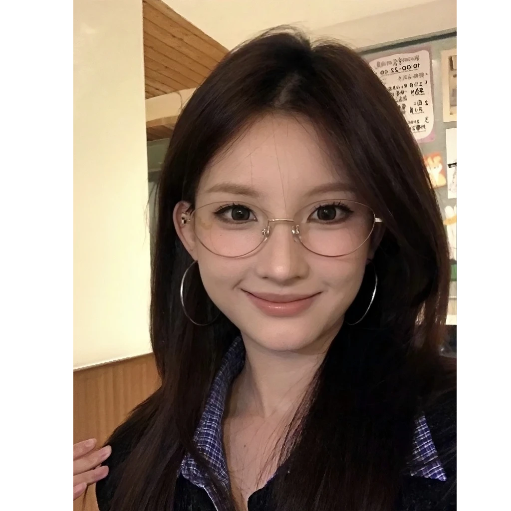 roonz茸仔同款韩系氛围感金丝猫眼眼镜近视可配有度数素颜