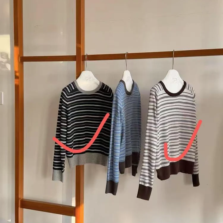 acme ground不规则条纹套头衫2025早春新韩版显瘦针织衫