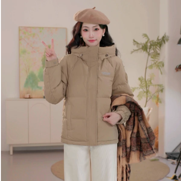 【618反季专场】茵曼冬季保暖薄款羽绒服女舒适休闲面包服短款外套
