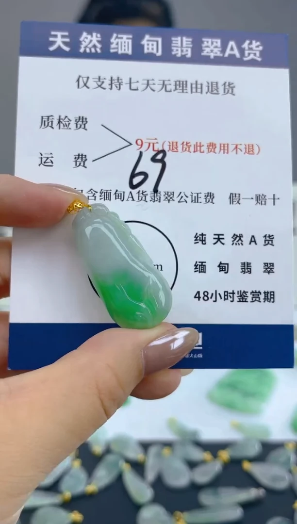 颈饰18K金镶嵌翡翠天然A货翡翠