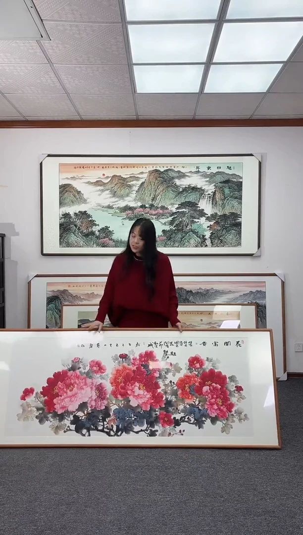 国画花开富贵210*80手绘作品