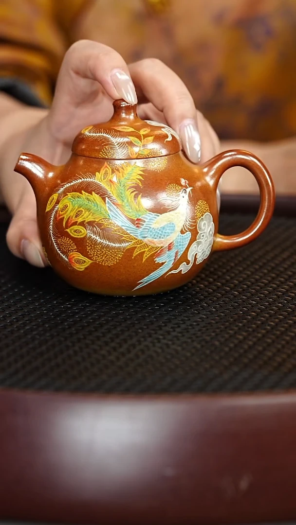 茶壶紫砂121YJY匏瓜 红金砂160cc