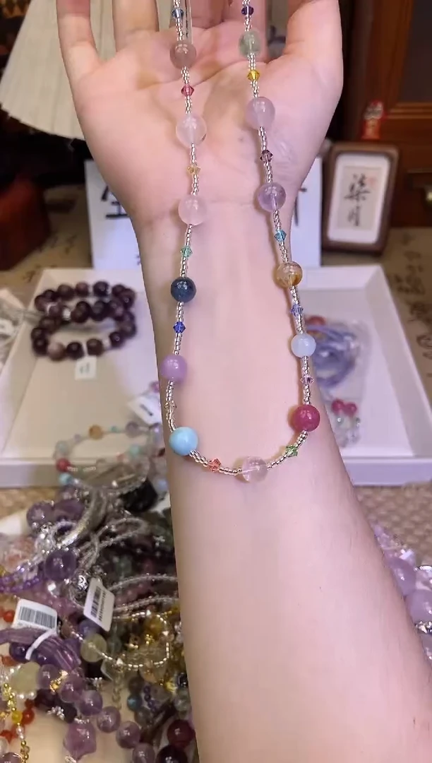 银S925镶嵌颈饰水晶182手串