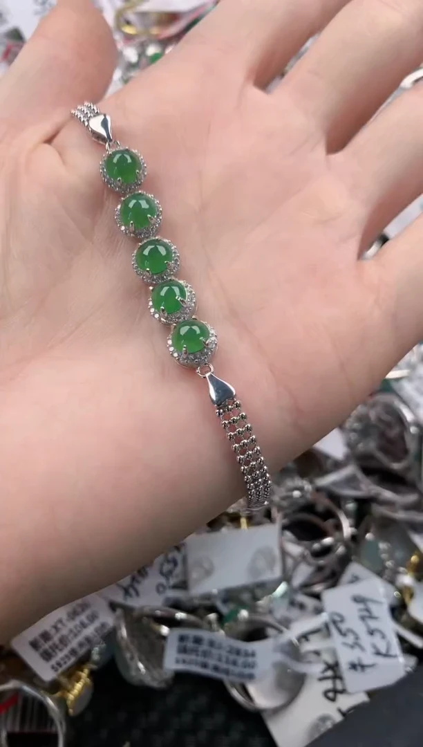 银S925镶嵌戒指翡翠666    3