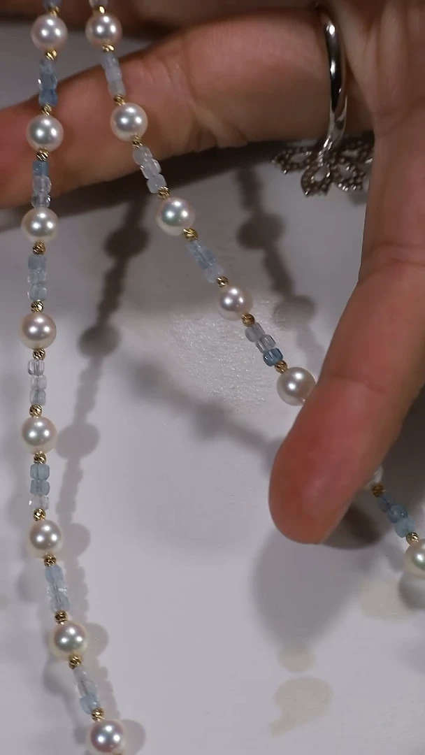 颈饰18K金镶嵌海水珍珠海水akoyak金设计款项链