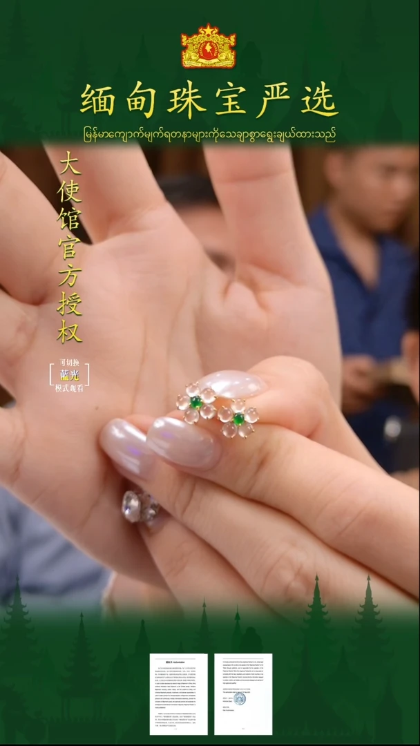 翡翠18K金镶嵌耳饰缅甸珠宝严选YX