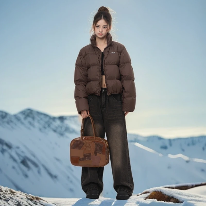 AMI轻奢美式短款立领羽绒服女2025冬季新款小韩系立领短款羽绒服