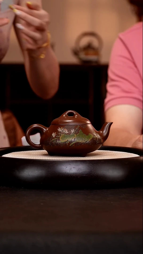 茶壶紫砂SSH25汉棠石瓢紫玉金砂350cc