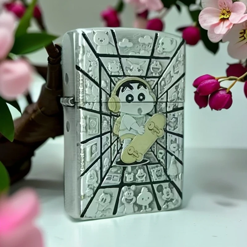 EIFFEL/埃菲尔902电镀填漆鎏金蜡笔小新防风打火机男士个性创意