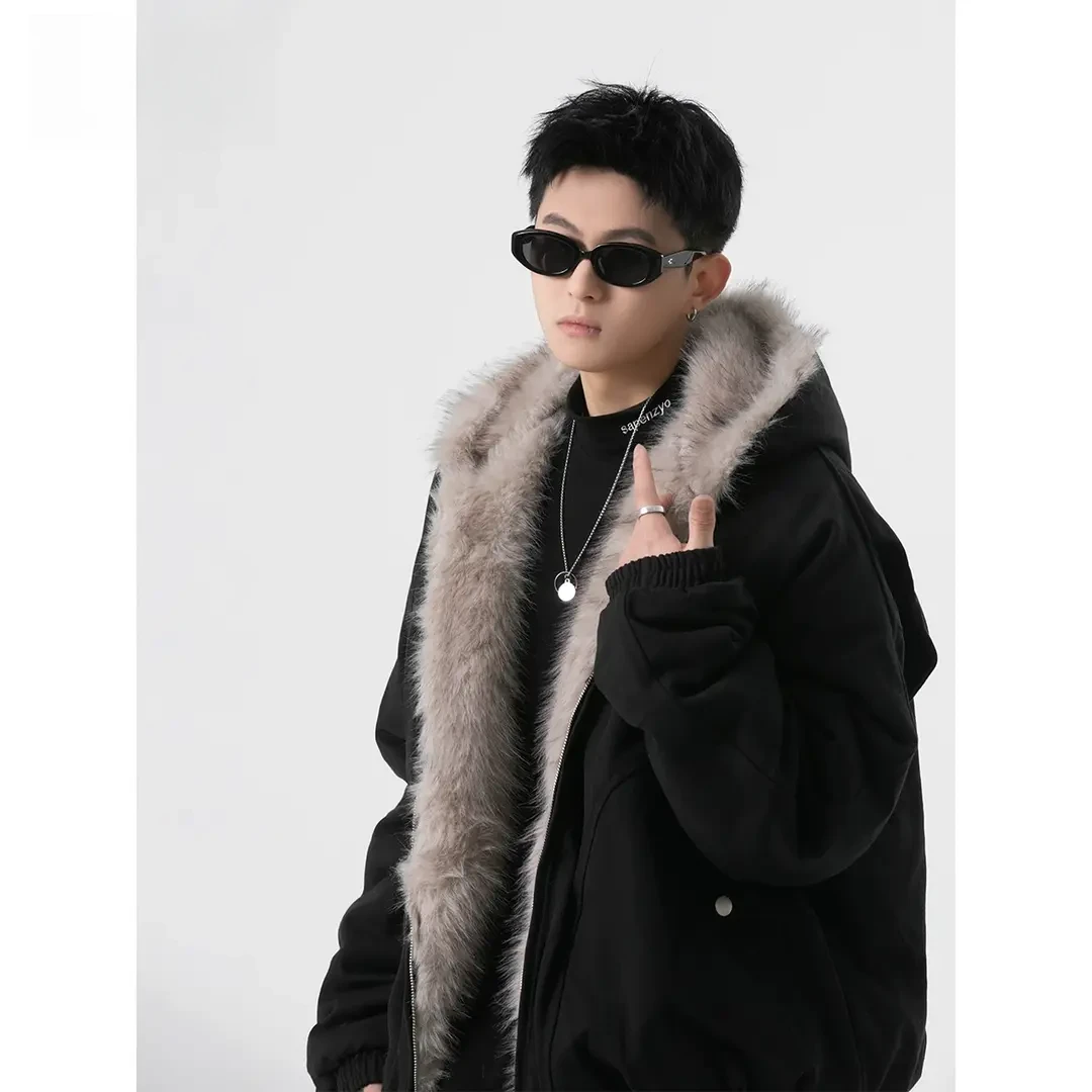 37美式座山雕棉服外套男2024秋冬季vintage毛领痞帅高街休闲夹克