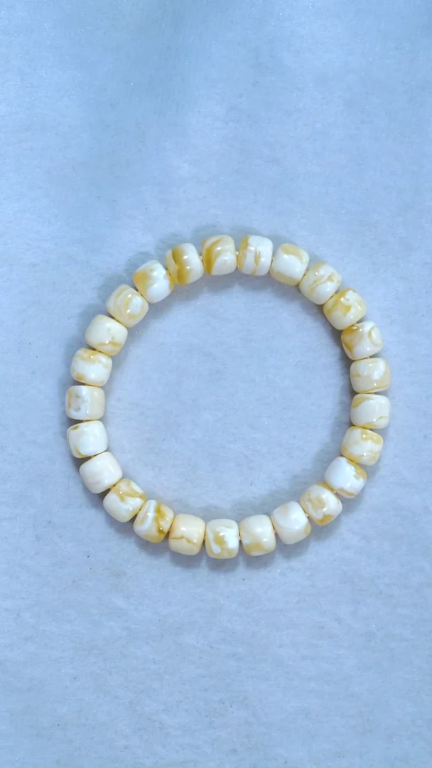 手链琥珀未镶嵌典藏级9.2mm金瓷白溶洞闪电纹