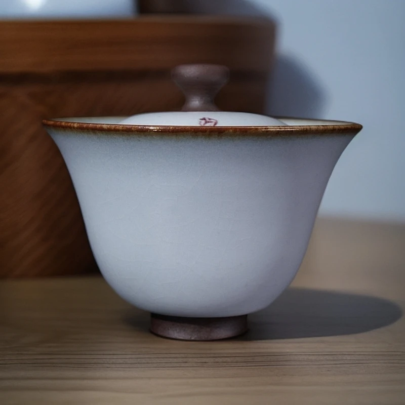吴遠中未名窑未名款陶瓷冷香凝白瓷中式盖碗泡茶碗茶杯茶具盖碗