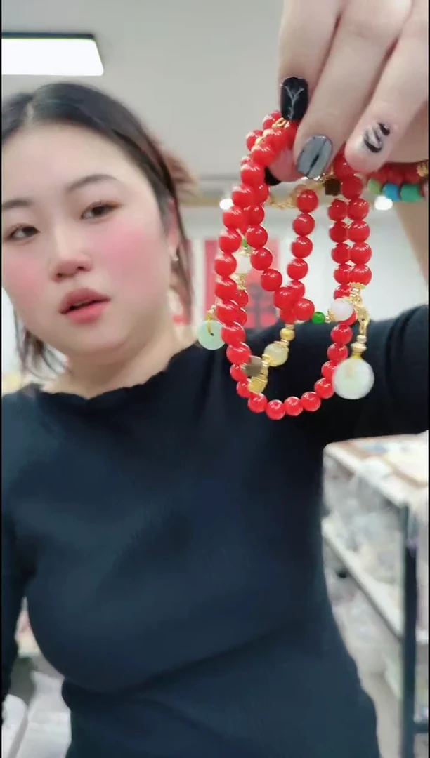 【闪购商品】南红玛瑙颈饰合金3173红双圈