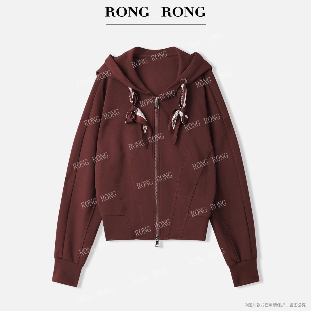 溶溶【秋山暮云】RONGRONG 莫代尔空气层分割收腰卫衣外套F26QW2029