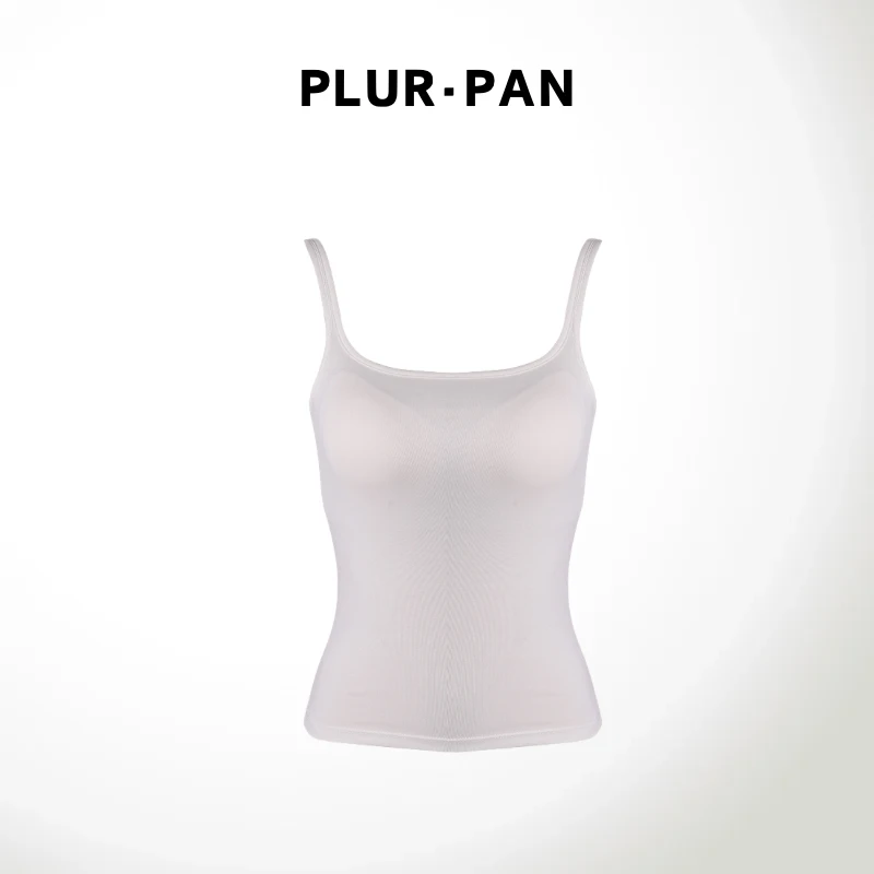 PLUR·PAN桑蚕丝内里方领乳胶胸垫吊带背心