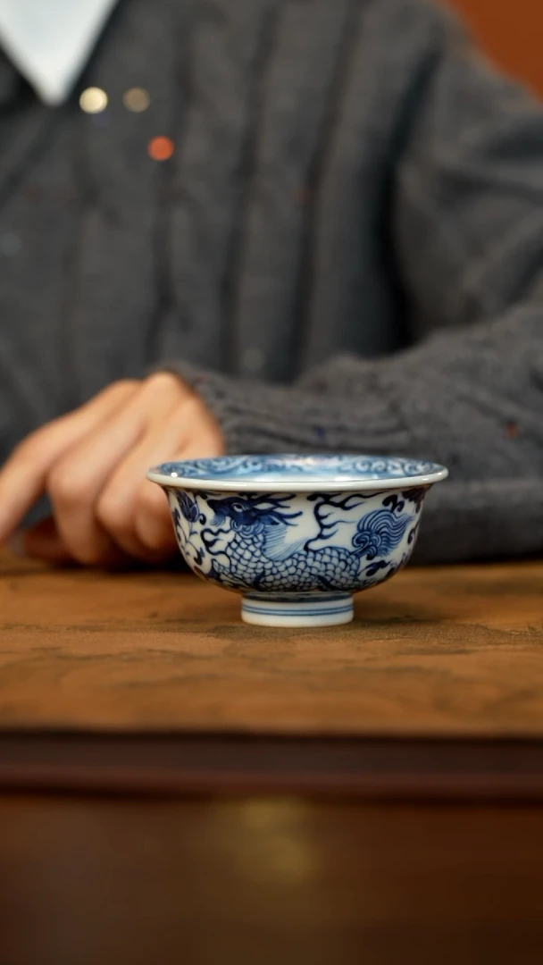 【闪购商品】青花缠枝麒麟小压手杯